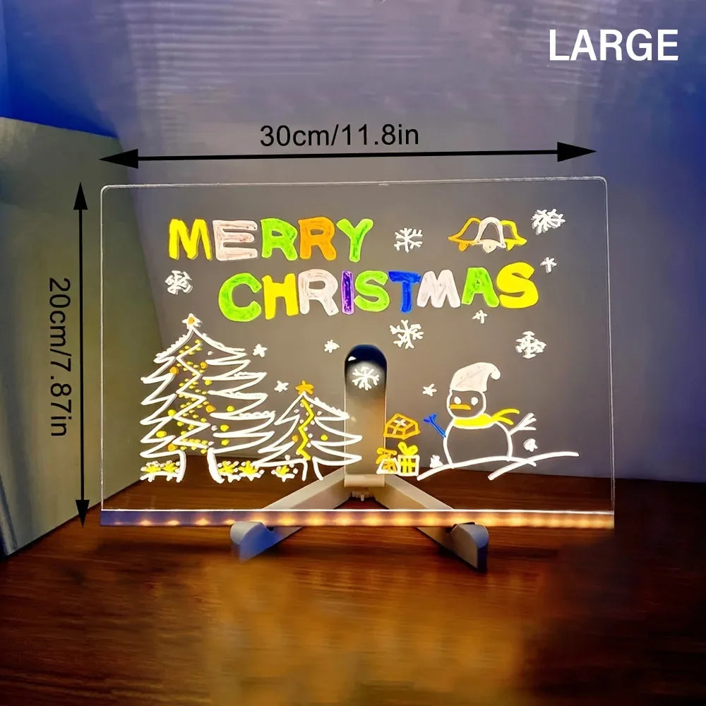 Heldere LED Acryl Berichtenbord - Uitschrijfbaar USB Tekenbord voor Kinderen, Perfect voor Verjaardagscadeaus & Barreclame