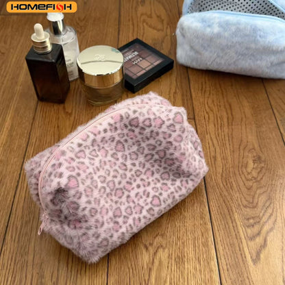 Panterprint Pluche Cosmetica Tas - Grote Make-up Organizer
