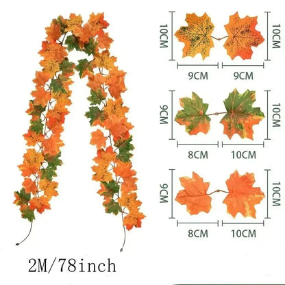 Grote 200cm Herfst Esdoorn Blad Guirlande - Zijden Bladeren Krans