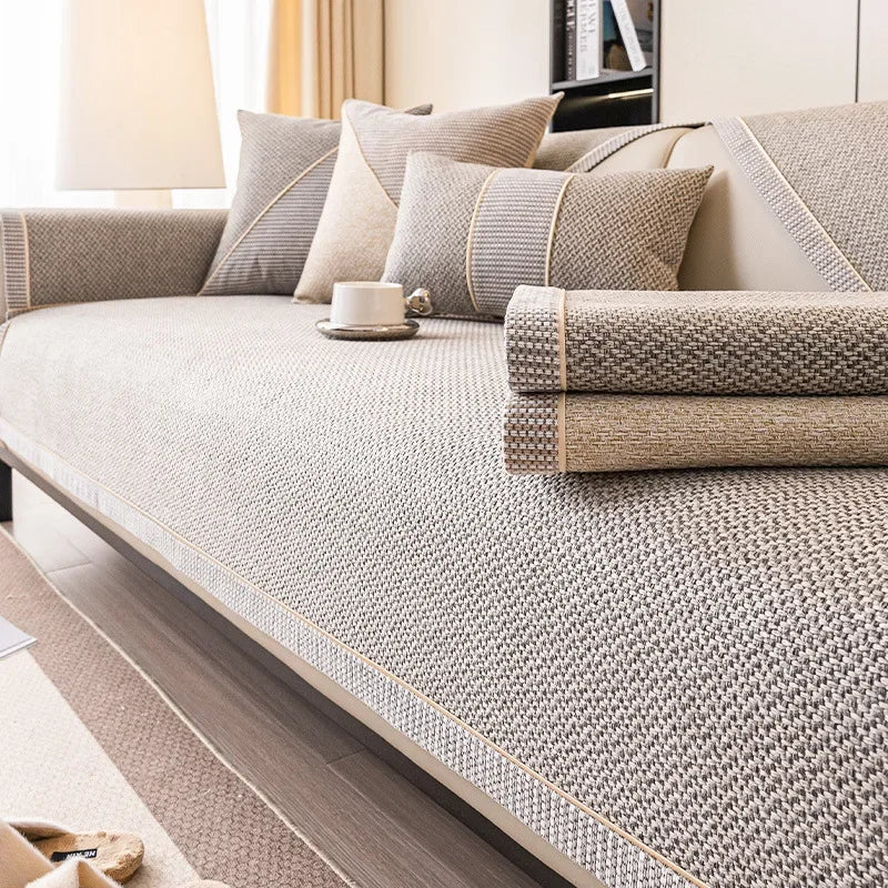 NATURWEFT – Antislip katoenen-linnen bankhoes voor alle seizoenen