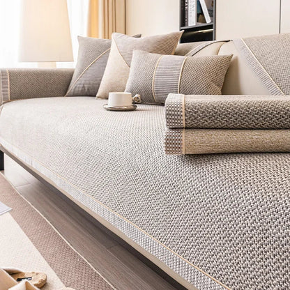 NATURWEFT – Antislip katoenen-linnen bankhoes voor alle seizoenen