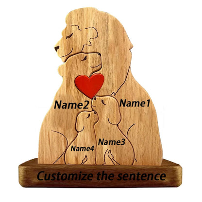 Wood Lion Family Puzzel