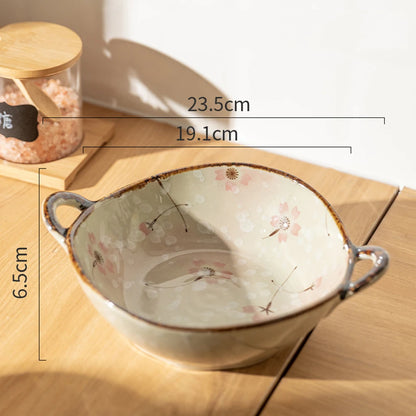 7,5 Inch Japanse Keramische Kom - Bloemen Soep- & Noedelkom