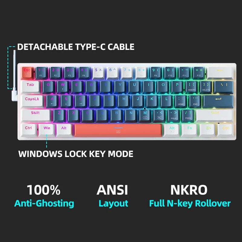 MACHENIKE K500-B61 60% Mechanisch Toetsenbord - Hot-Swappable