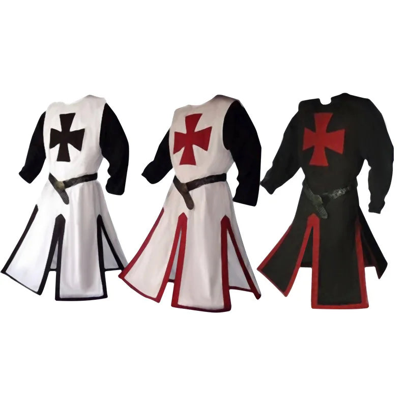 Ridders Templar Kruisvaarder Cosplay Kostuum - Authentieke Tuniek & Kaap Set voor Halloween