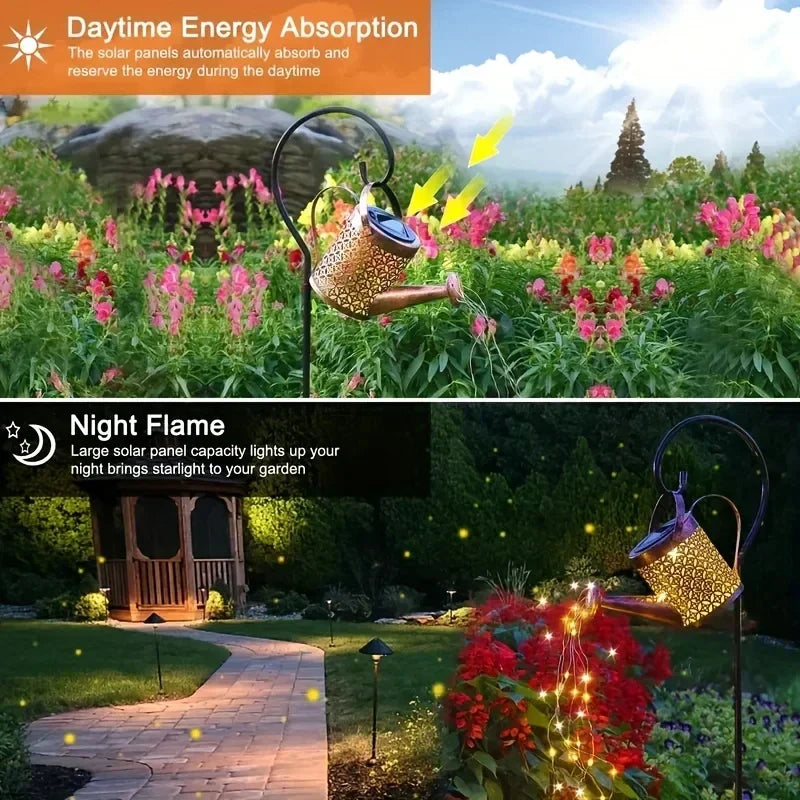 Zonne-Voedingskan Licht Retro Metaal Hanglamp Buiten Tuin Decor Zomer 2025 Waterdicht Grappig