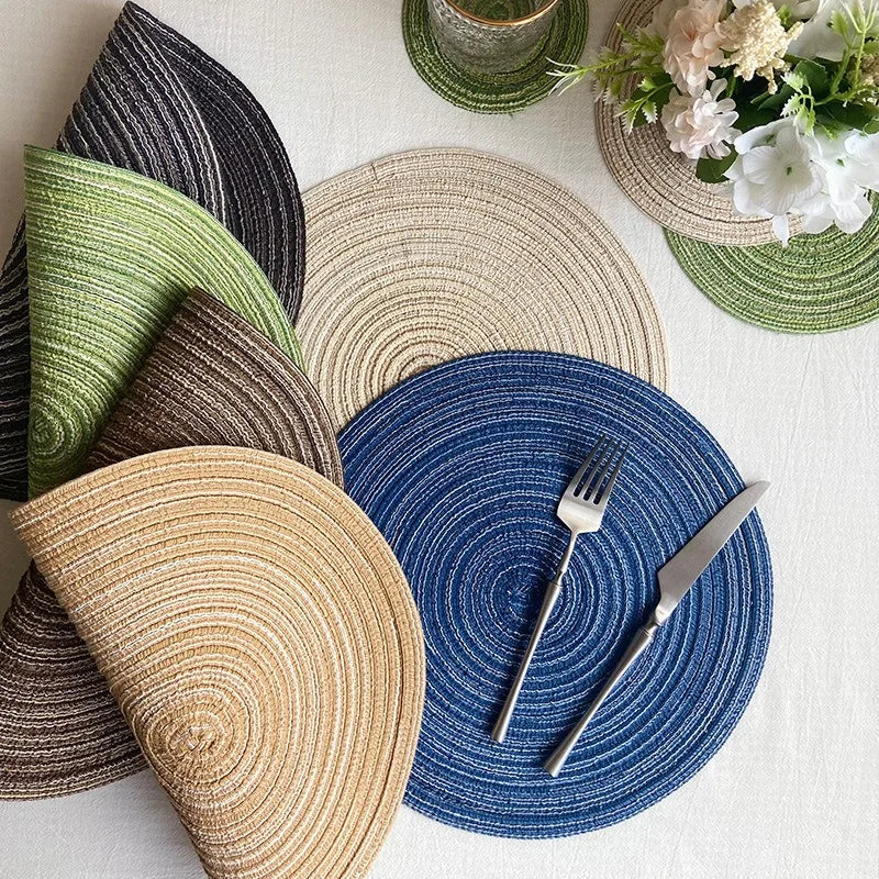 Ronde Gevlochten Katoenen Placemats & Onderzetters - Hittebestendig