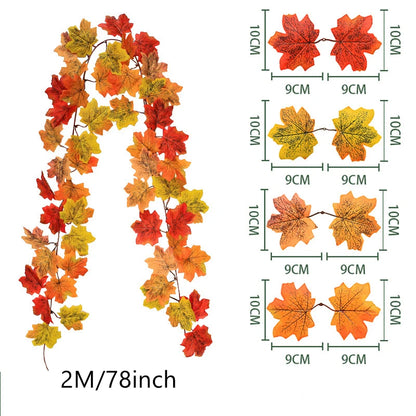 Grote 200cm Herfst Esdoorn Blad Guirlande - Zijden Bladeren Krans