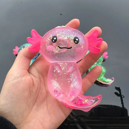Glitter Axolotl Squishy 4-Pack - Rekbaar Anti-Stress Speelgoed