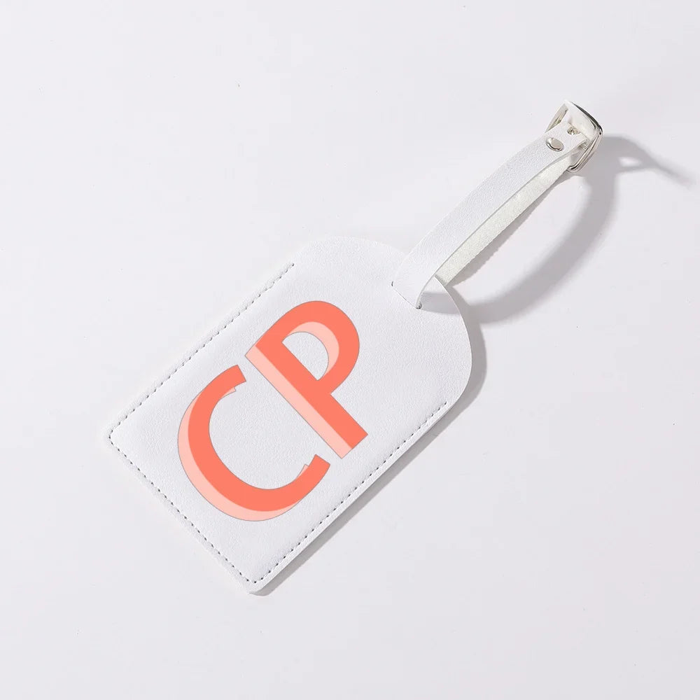 Gepersonaliseerd PU-Lederen Kofferlabel met Monogram – Luxe Bagagelabel op Maat