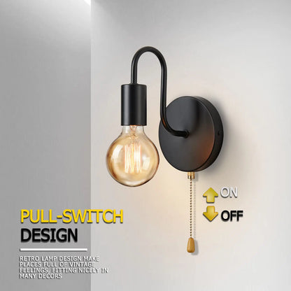 Scandinavische Industriële Zwarte Wandlamp