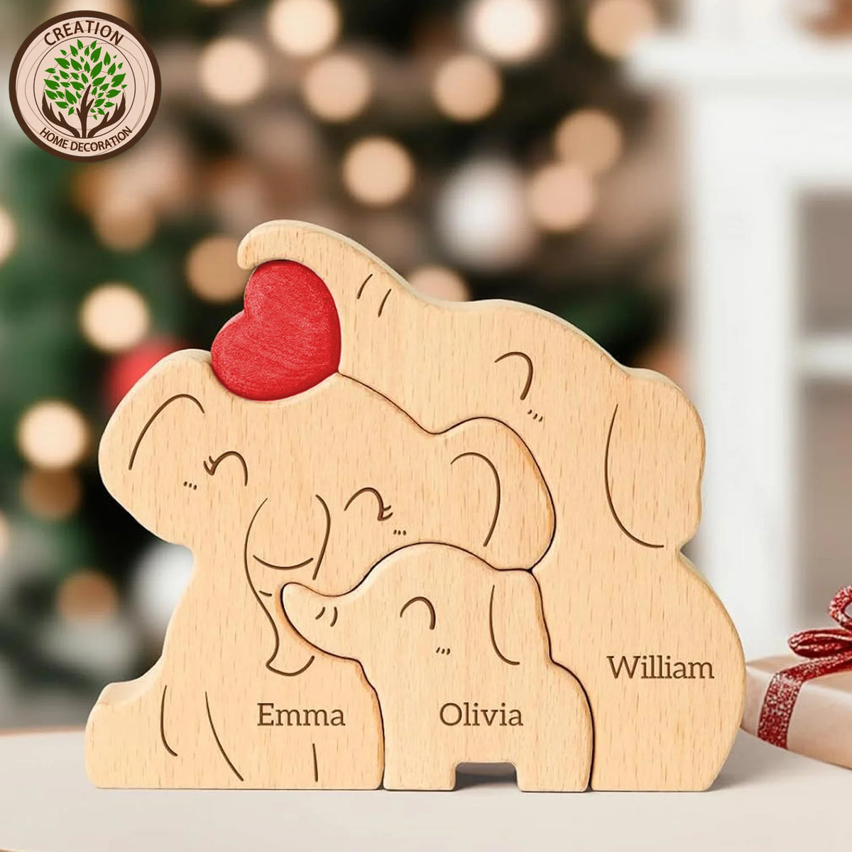 Wood Elephant Family Puzzel