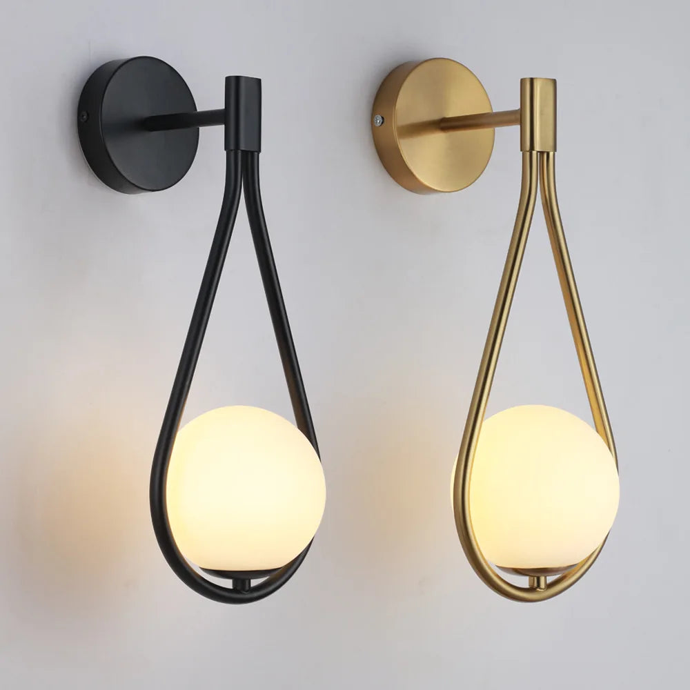 Nordic Creatieve Luxe Glazen Bal LED Wandlamp Woonkamer Metaal Modern Minimalistisch Bedlampje Slaapkamer Verlichting