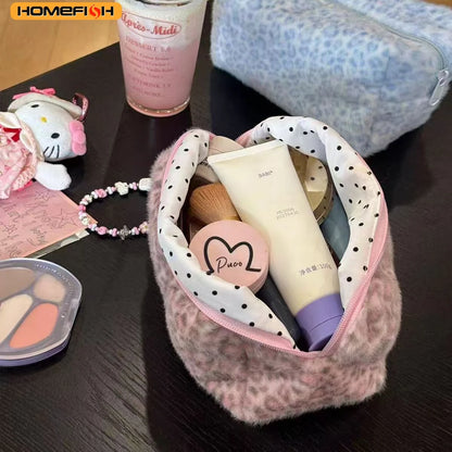 Panterprint Pluche Cosmetica Tas - Grote Make-up Organizer