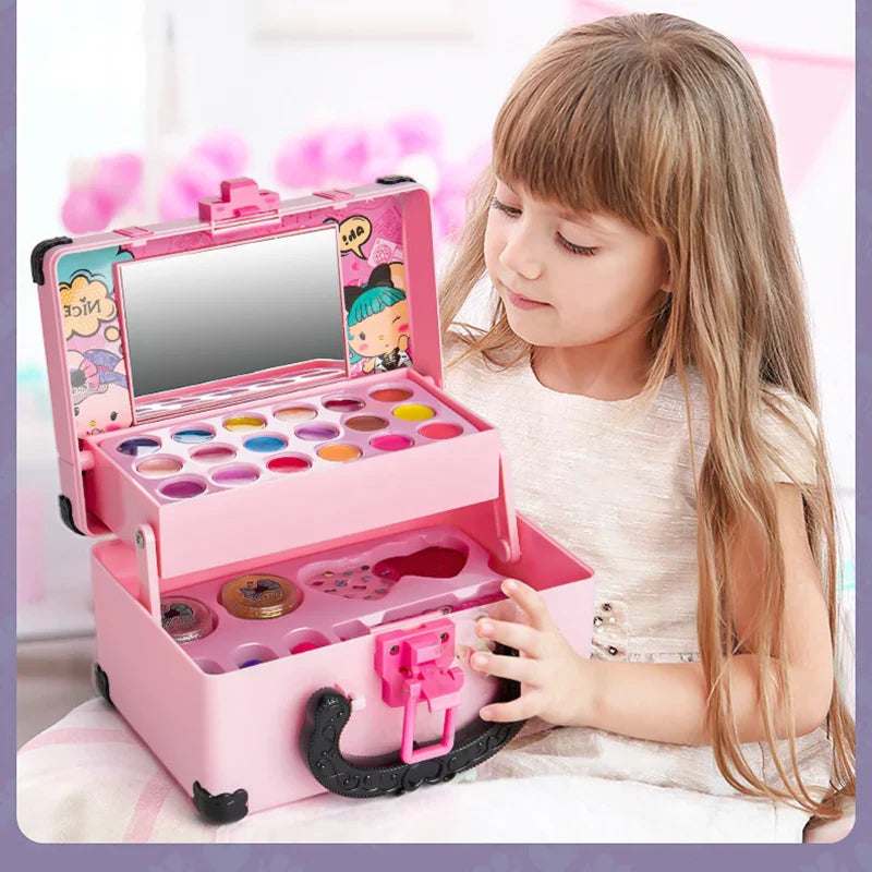 Prinsessen Make-up Speelset voor Kinderen - Veilige, Niet-Toxische Cosmetica Kit met Lippenstift & Oogschaduw