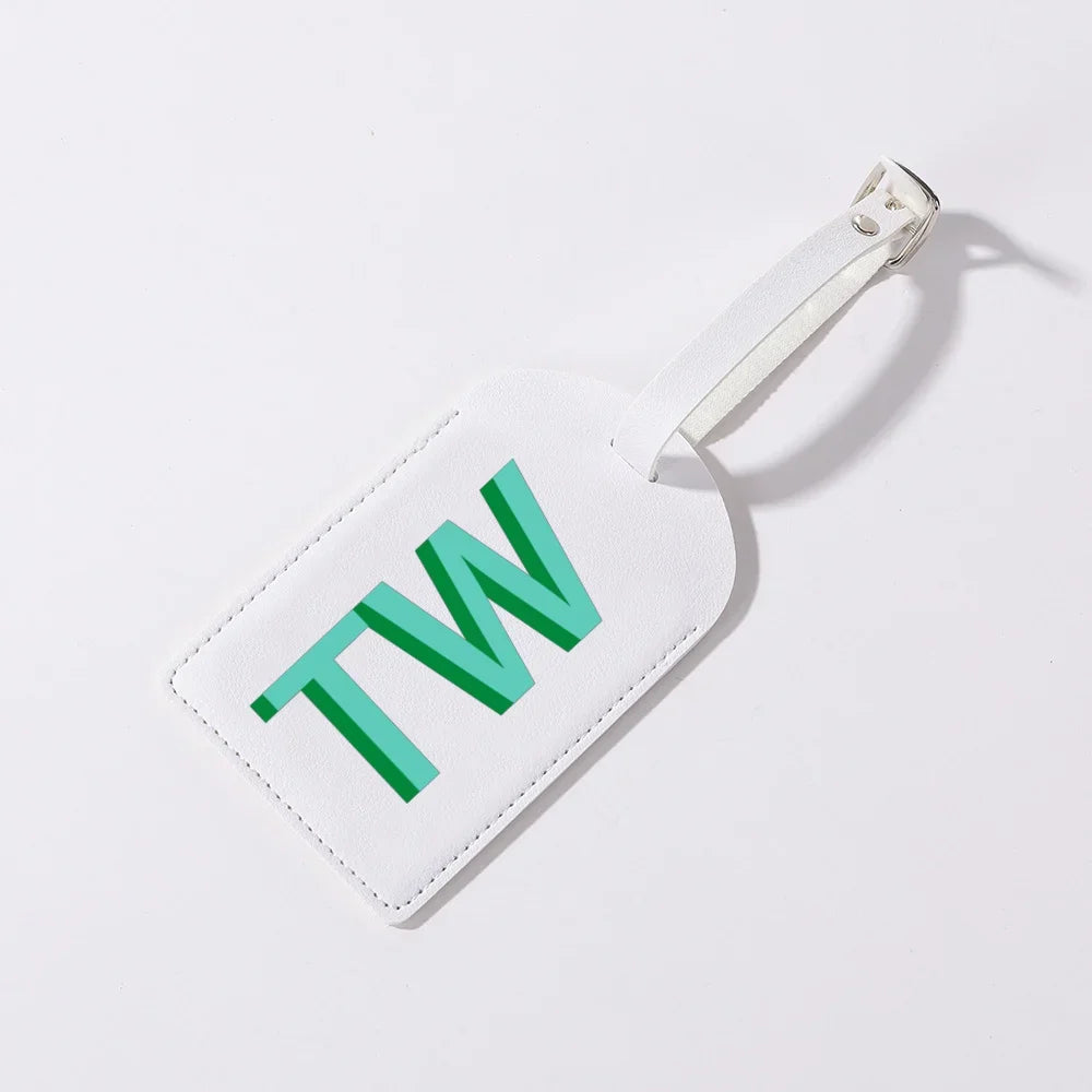 Gepersonaliseerd PU-Lederen Kofferlabel met Monogram – Luxe Bagagelabel op Maat