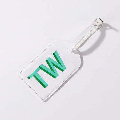 Gepersonaliseerd PU-Lederen Kofferlabel met Monogram – Luxe Bagagelabel op Maat