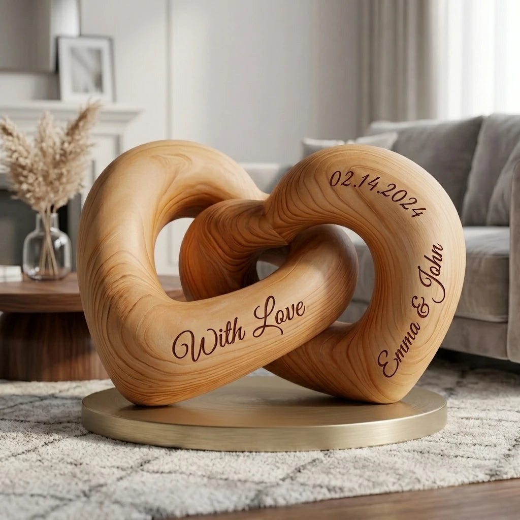Gepersonaliseerd Houten Ineengevlochten Hart Sculptuur