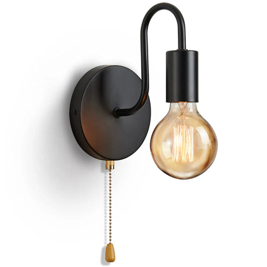 Scandinavische Industriële Zwarte Wandlamp