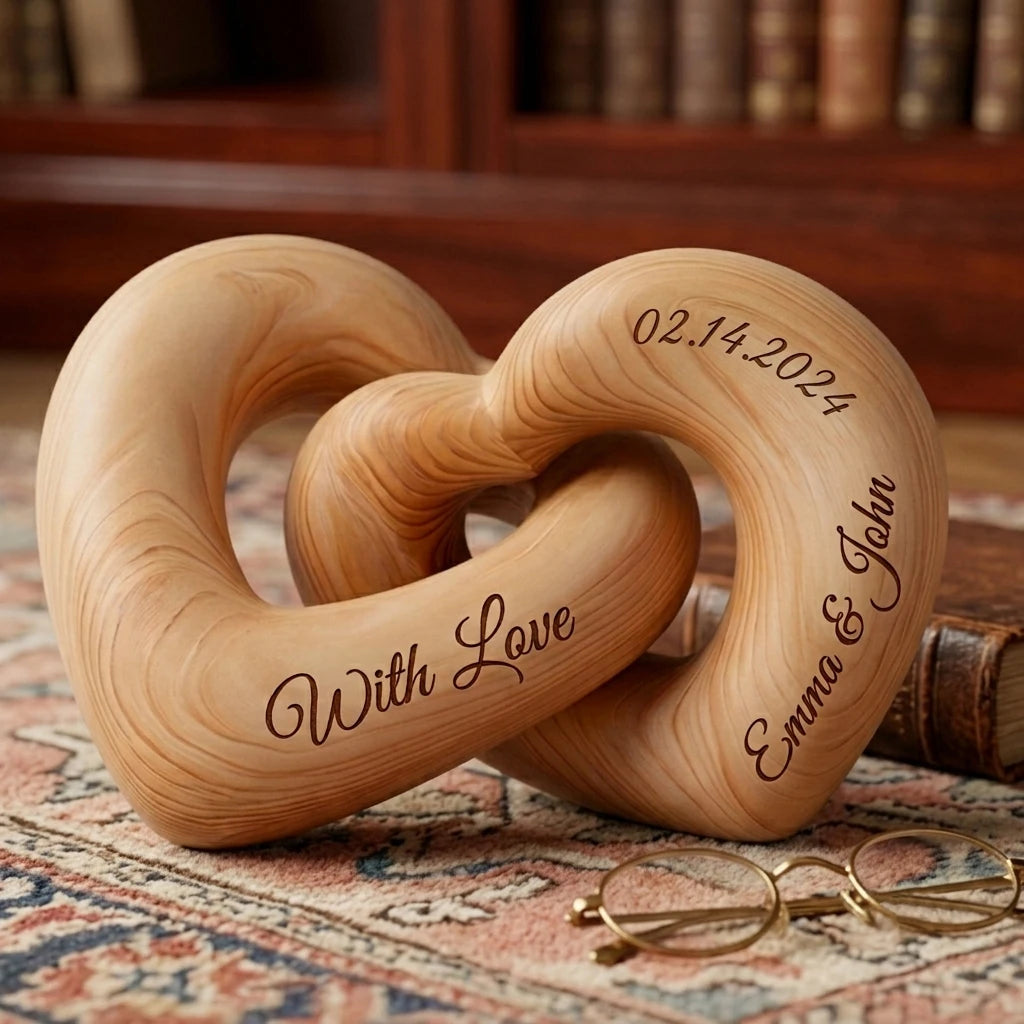 Gepersonaliseerd Houten Ineengevlochten Hart Sculptuur