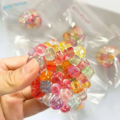 Kleurrijke Kralen Knijpbal Squishy - Kristal IJsblok Fidget Speelgoed