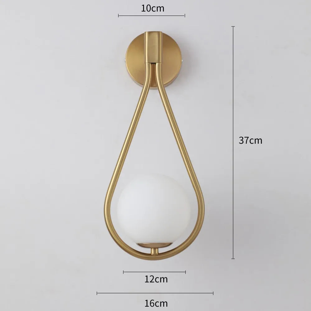 Nordic Creatieve Luxe Glazen Bal LED Wandlamp Woonkamer Metaal Modern Minimalistisch Bedlampje Slaapkamer Verlichting