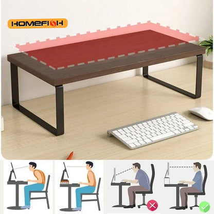 Houten & Stalen Monitor Verhoger - Bureau Organizer Plank