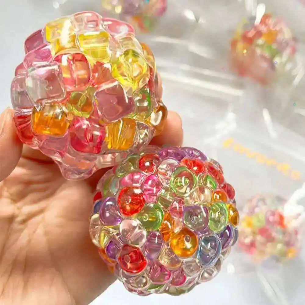 Kleurrijke Kralen Knijpbal Squishy - Kristal IJsblok Fidget Speelgoed