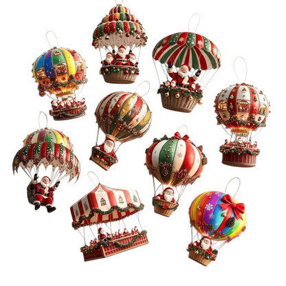 2D Platte Houten Kerstman Luchtballon Kerstboom Hangers