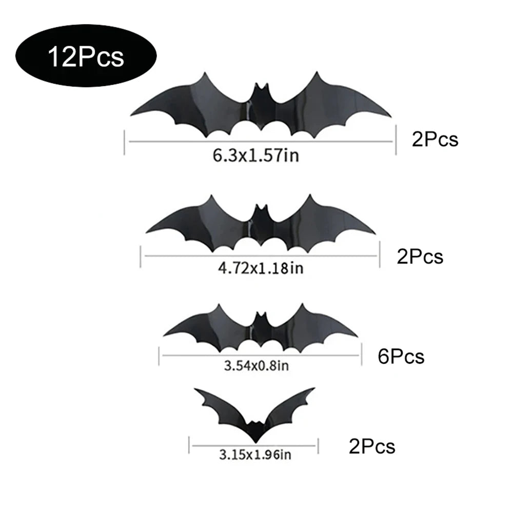 3D Zwarte Vleermuis Muurstickers - PVC Halloween Decoratie