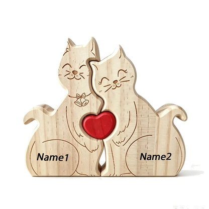 Wood Cute Cat Family Puzzel