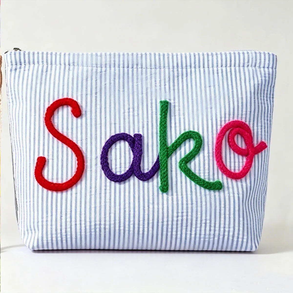 Gepersonaliseerde Seersucker Make-Up Tas - Met Naam