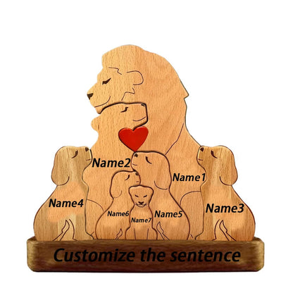 Wood Lion Family Puzzel