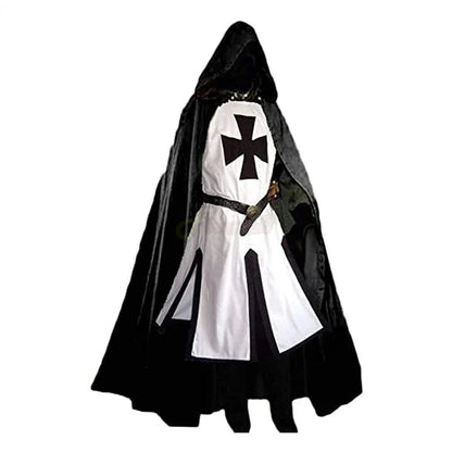 Ridders Templar Kruisvaarder Cosplay Kostuum - Authentieke Tuniek & Kaap Set voor Halloween