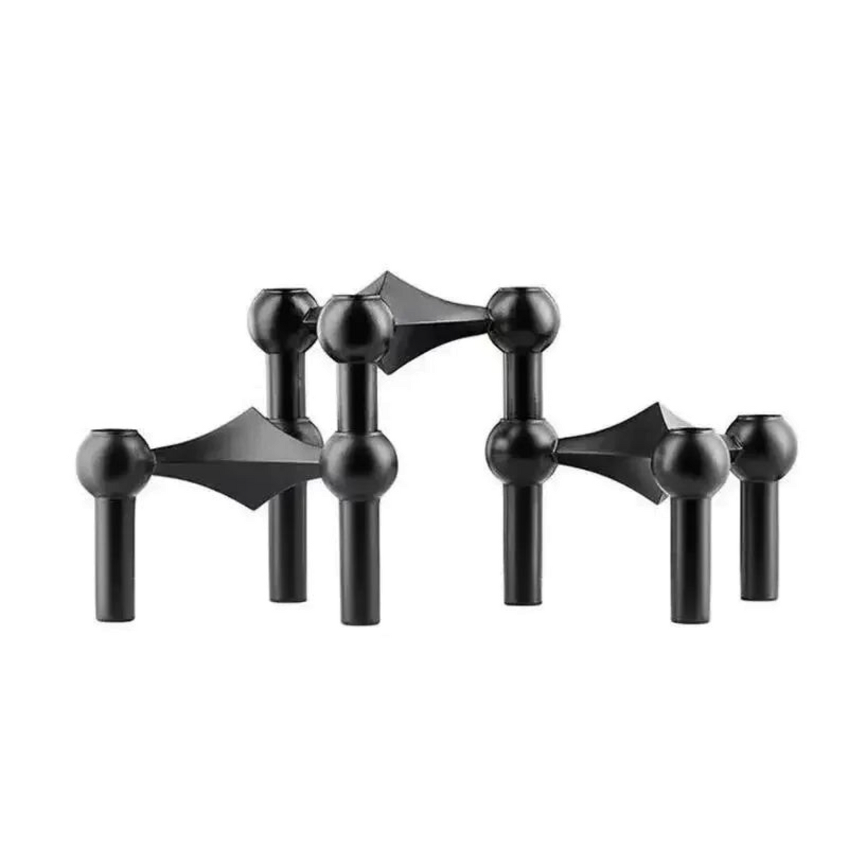 By Levin zwarte Scandinavische moleculaire kandelaar van metaal met een minimalistisch geometrisch ontwerp