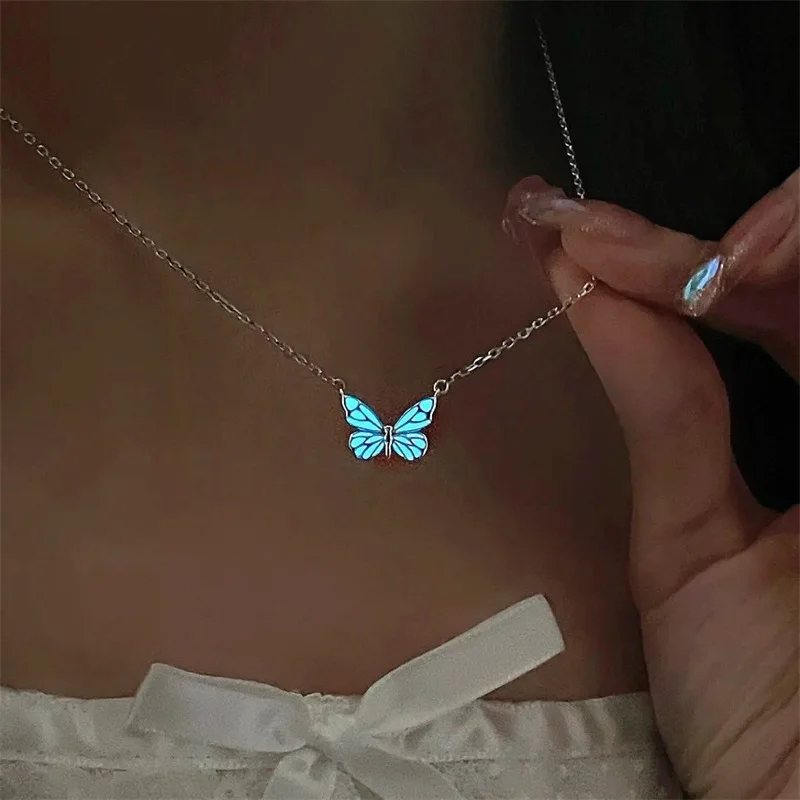 Set van Gloeiende Vlinder Ketting en Armband