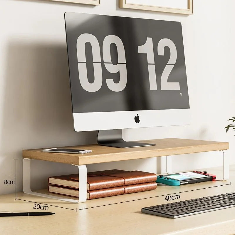 Houten & Stalen Monitor Verhoger - Bureau Organizer Plank