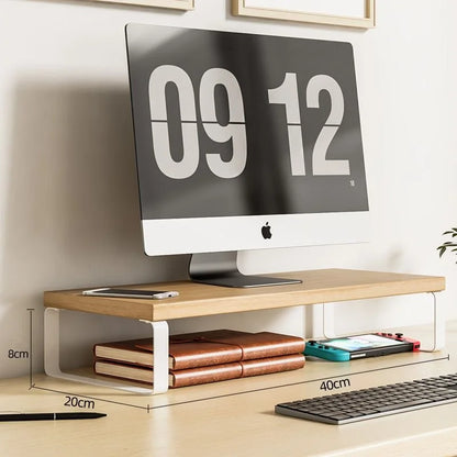 Houten & Stalen Monitor Verhoger - Bureau Organizer Plank
