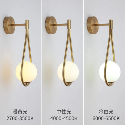 Nordic Creatieve Luxe Glazen Bal LED Wandlamp Woonkamer Metaal Modern Minimalistisch Bedlampje Slaapkamer Verlichting