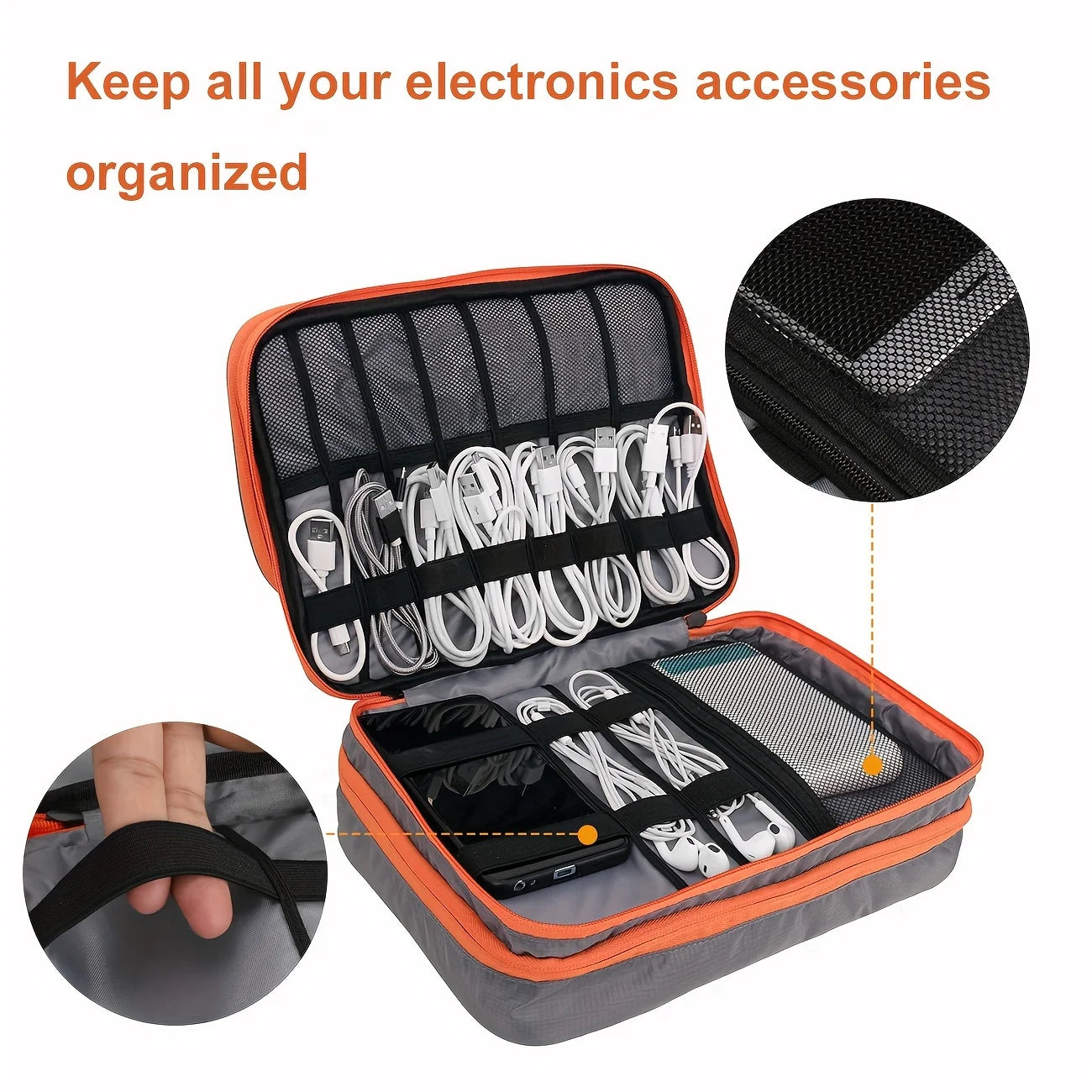 Meerlaagse Kabel Organizer Tas - Draagbare Elektronica Reisetui
