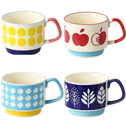 300ml Japanse Keramische Mok met Bloemenprint - Retro Koffiebeker