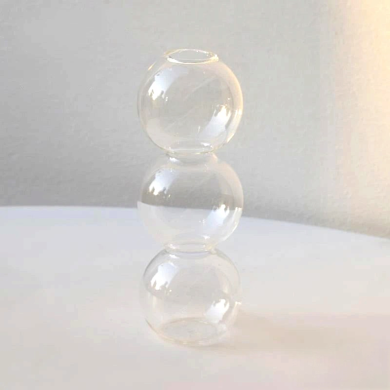 By Levin clear glass Nordic bubble flower vase with a stacked sphere design for modern minimalist home decor