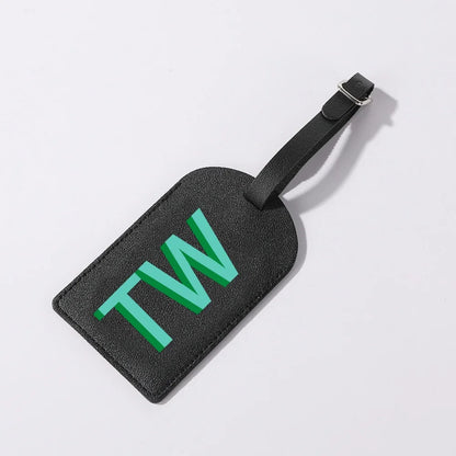 Gepersonaliseerd PU-Lederen Kofferlabel met Monogram – Luxe Bagagelabel op Maat