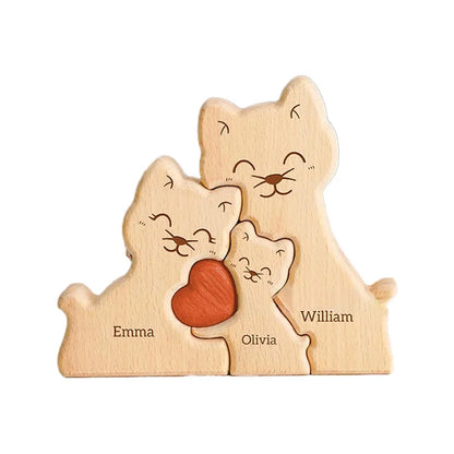 Wood Cat Family Puzzel