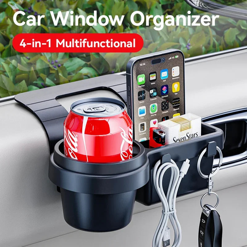 4-in-1 Autodeur Bekerhouder & Telefoonhouder Organizer