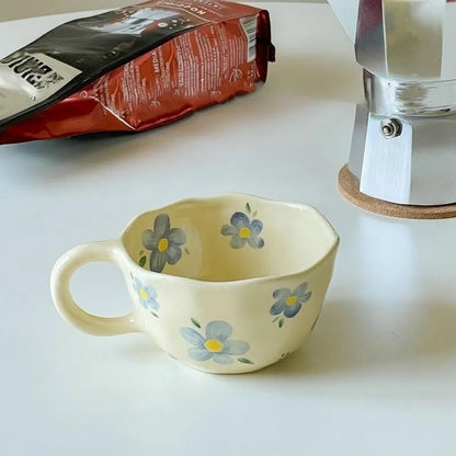 Koreaanse Handgemaakte Keramische Mok - Onregelmatige Bloemen Beker