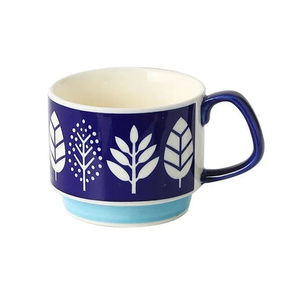 300ml Japanse Keramische Mok met Bloemenprint - Retro Koffiebeker