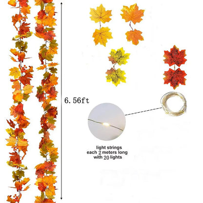 Grote 200cm Herfst Esdoorn Blad Guirlande - Zijden Bladeren Krans