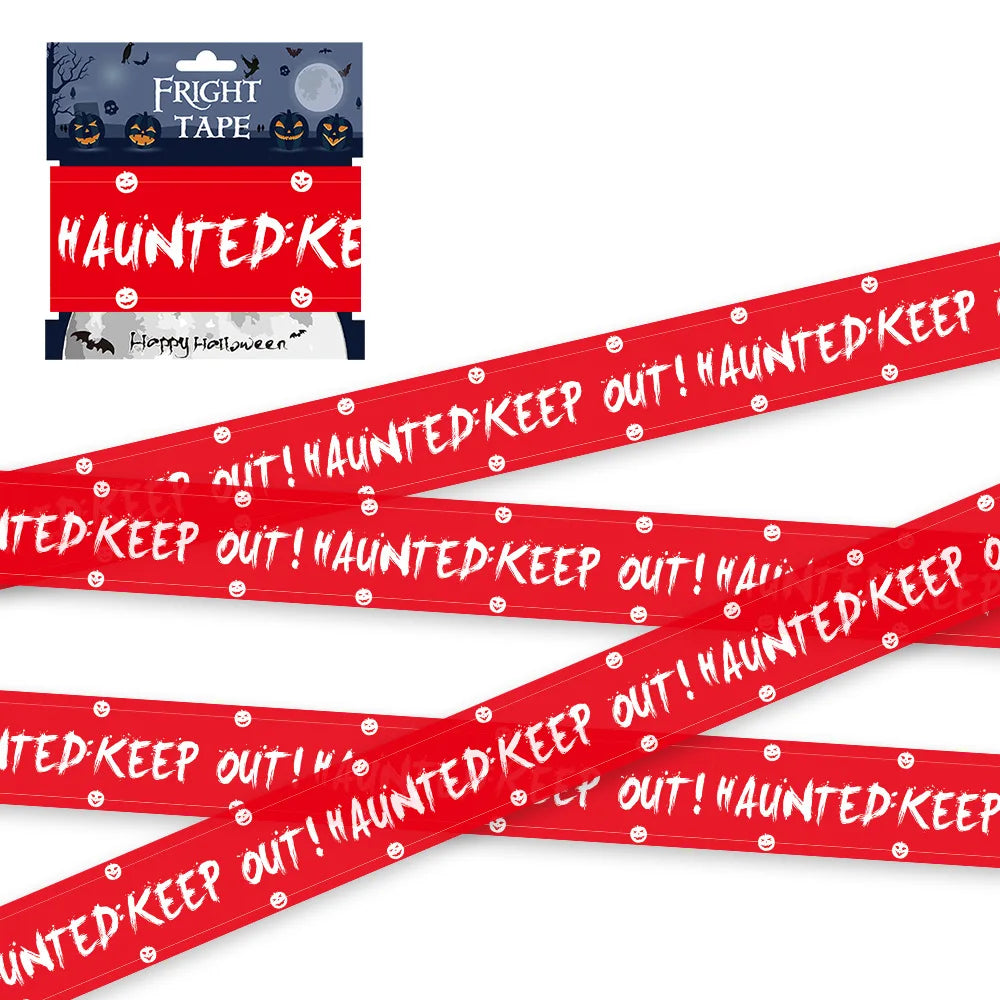 Halloween Doodskop Waarschuwingstape - Spookachtige Raam & Deur Prop