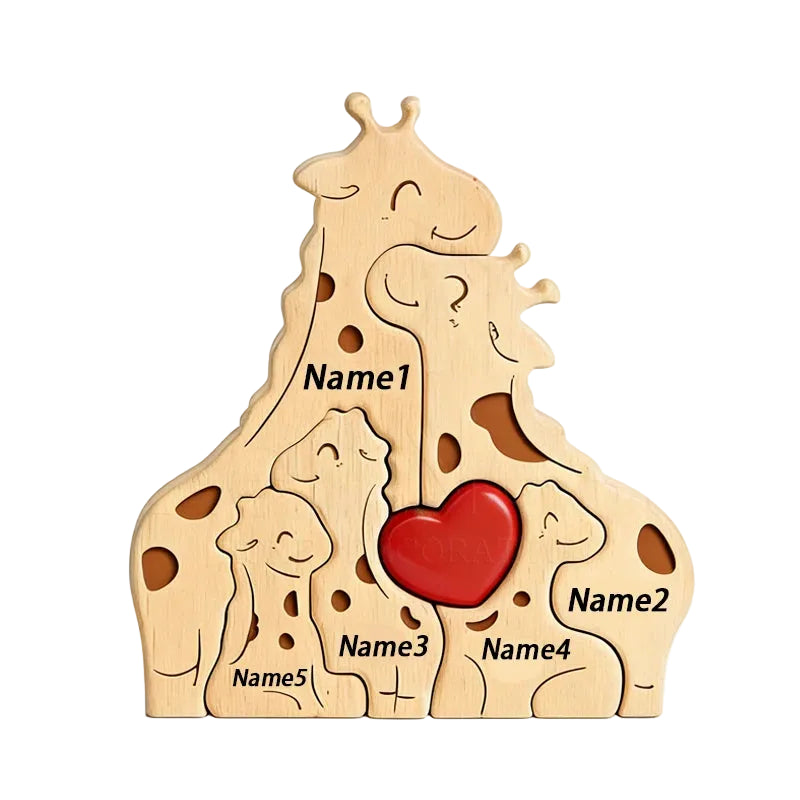 Wood Giraffe Family Puzzel
